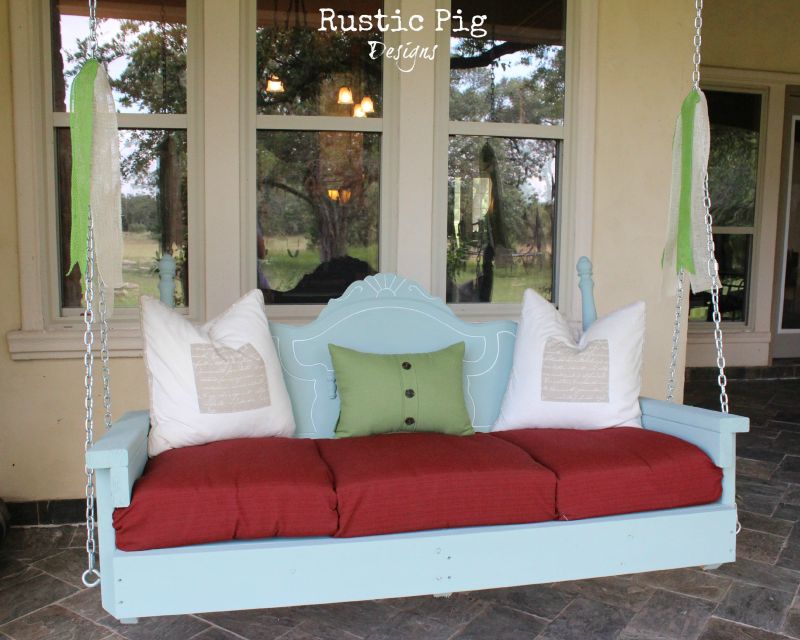 DIY porch swing bed made of headboard