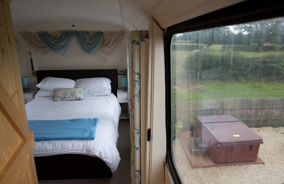 the Betsy Blue double decker school bus home