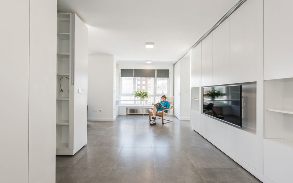 The 753-square-feet house with movable walls and foldable furniture