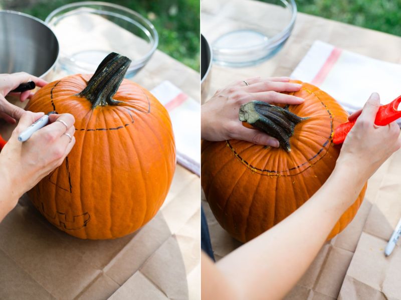 pumpkin carving tips - cutting the lid