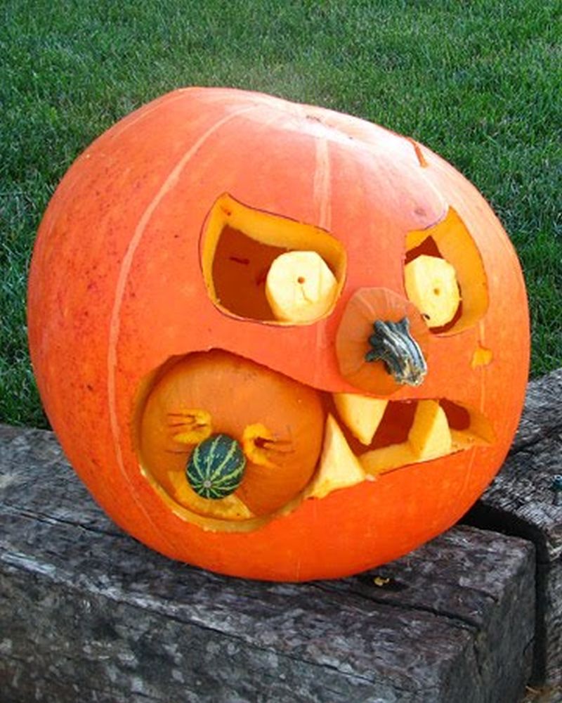 pumpkin carving tips - using scrap pumpkins in design