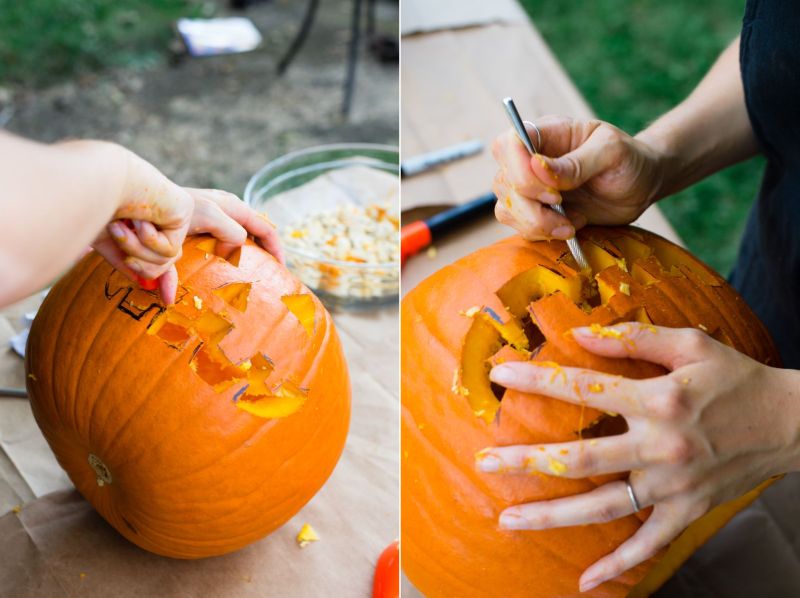 pumpkin carving tools - cutting the design