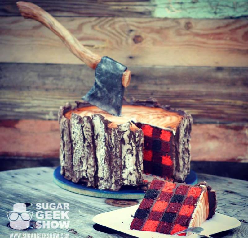 Lumberjack Tree Trunk Cake