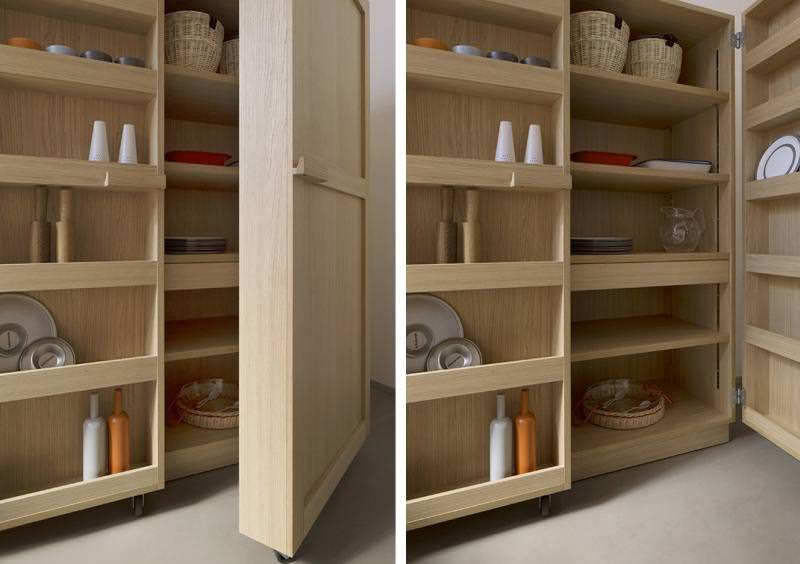 Kitchen Cabinet On Wheels Made From Refined Materials