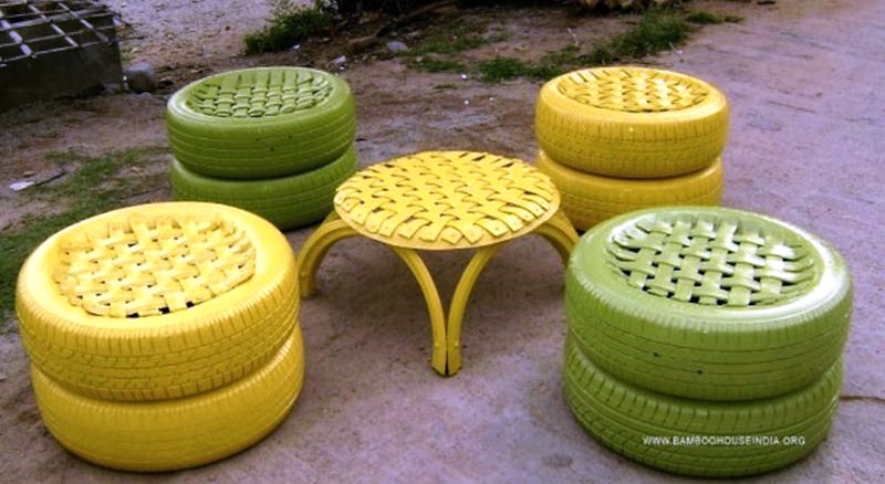 Indian Couple Transforms Scrap Tires Into Amazing Office Furniture