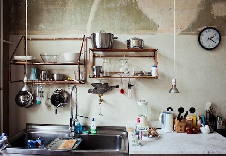 How To Make Industrial Styled Kitchen Rack With Copper Pipes