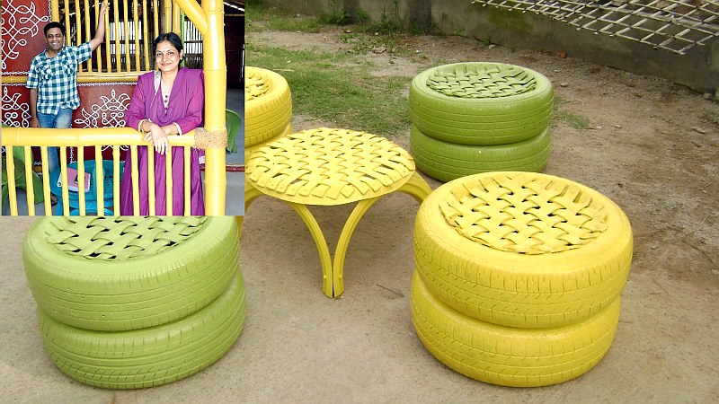 Indian Couple Transforms Scrap Tires Into Amazing Office Furniture