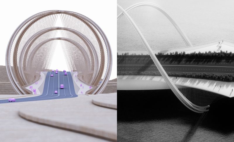 Interconnecting helix-shaped arches