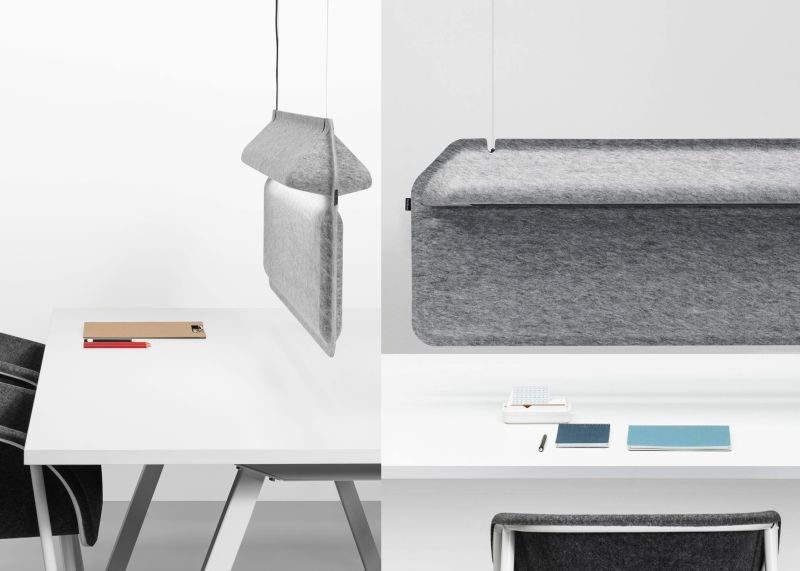 Hanging divider inculcates sound suppression an visual noise protection