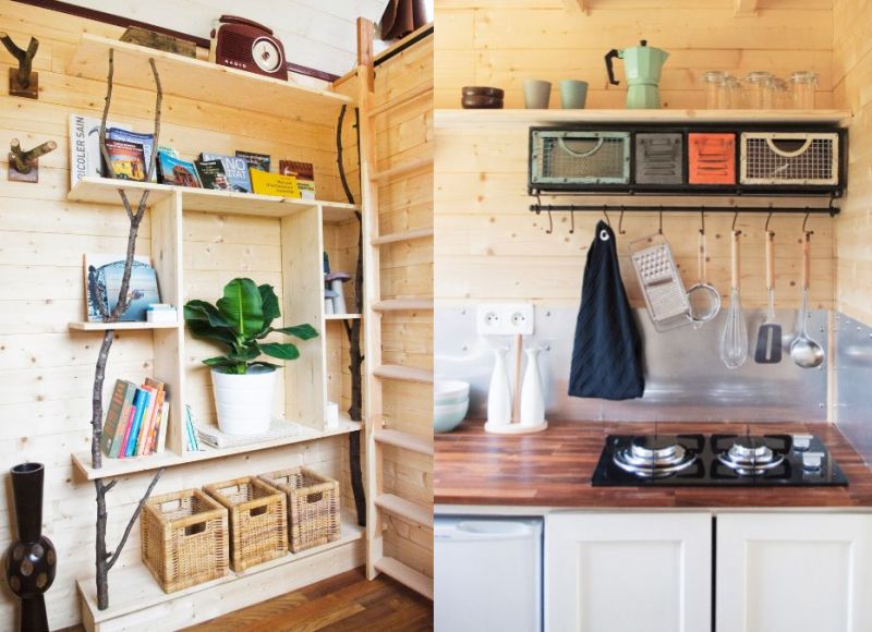 Built-in racks and cabinets maximizes storage places