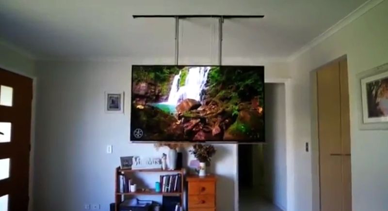Ceiling Drop Down Tv Appears Disappears At Push Of A Button