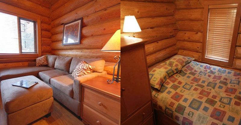 Big sofa and double bed provides comfort in the space