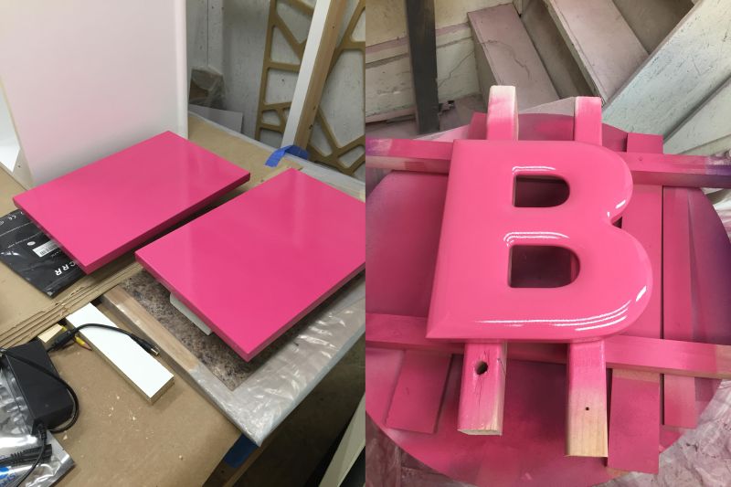 Painting treads for the staircase and the character B