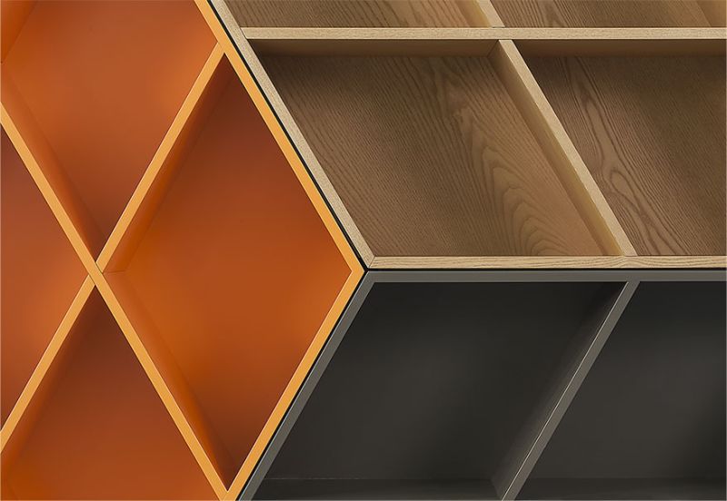 Three sections in bookshelf with attractive stacks