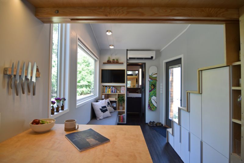 Glass windows and doors let adequate light in