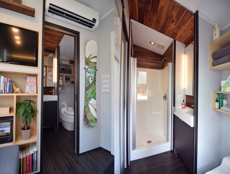 Despite less ceiling size the bathroom works well