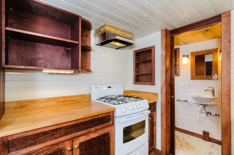 Wooden cabinets and shelving