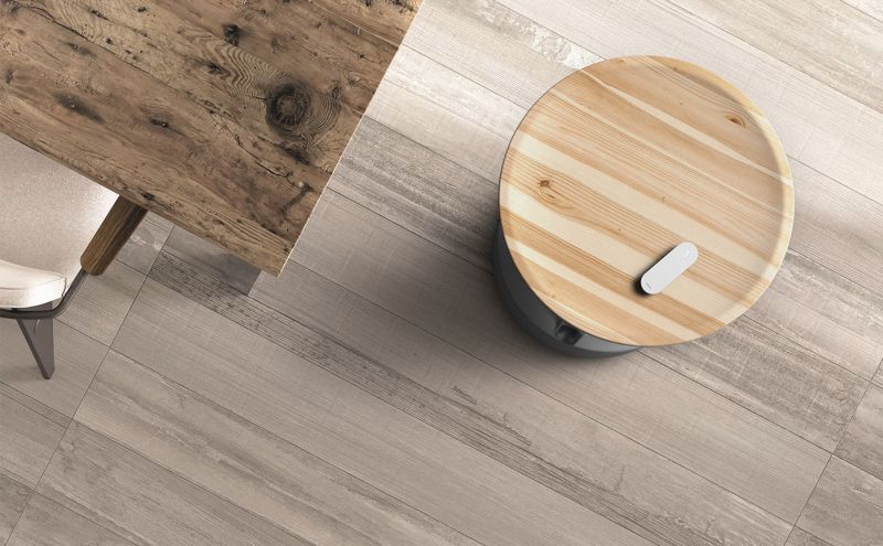 Top view with wooden board