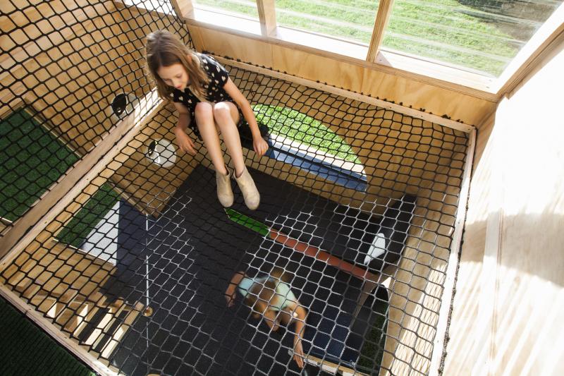 An upside loft with a net for relaxation and other plays