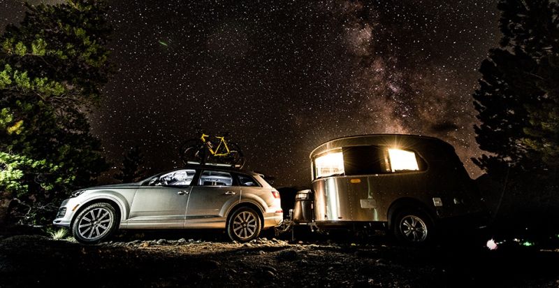 Airstream Basecamp is a shiny aluminum trailer with luxurious features