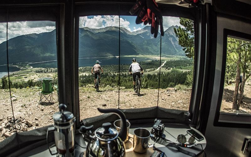 Airstream Basecamp is a shiny aluminum trailer with luxurious features