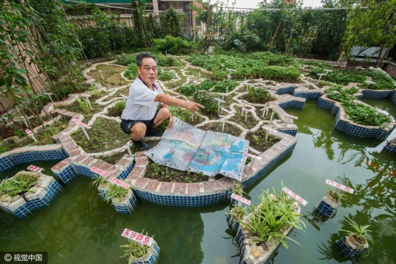 Cai Mingxing creates China map in his backyard
