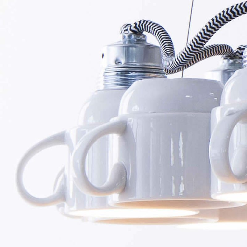 12 Porcelain cups transformed into a chandelier