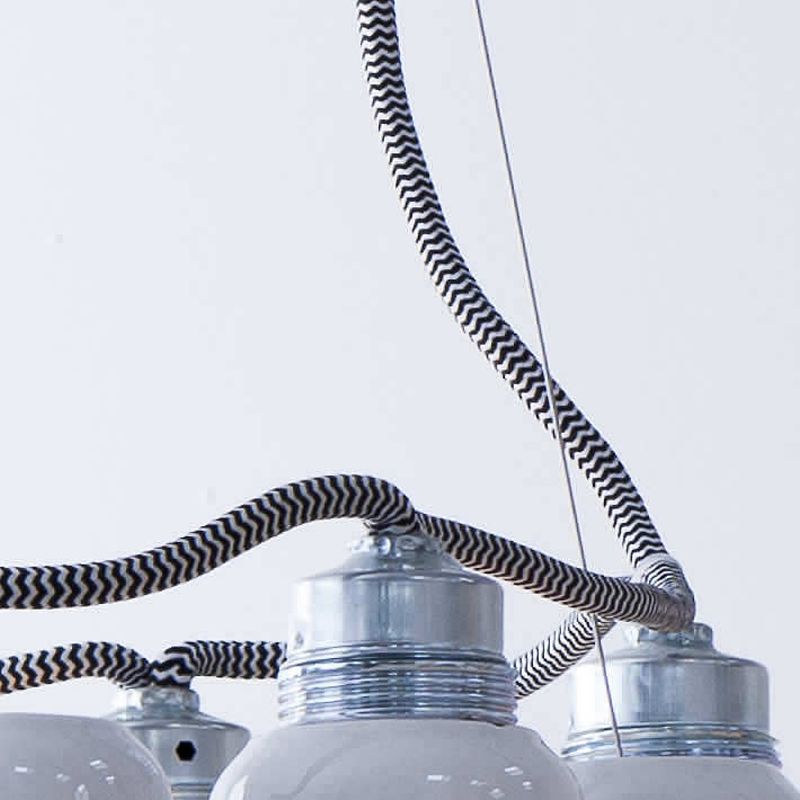 Steel and fabric wires give it a industrial dash