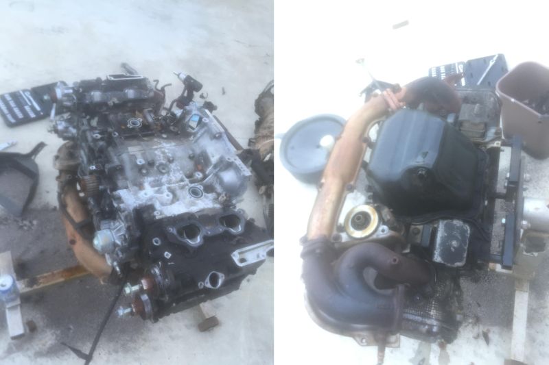 Engine was full of grease and oxidation marks