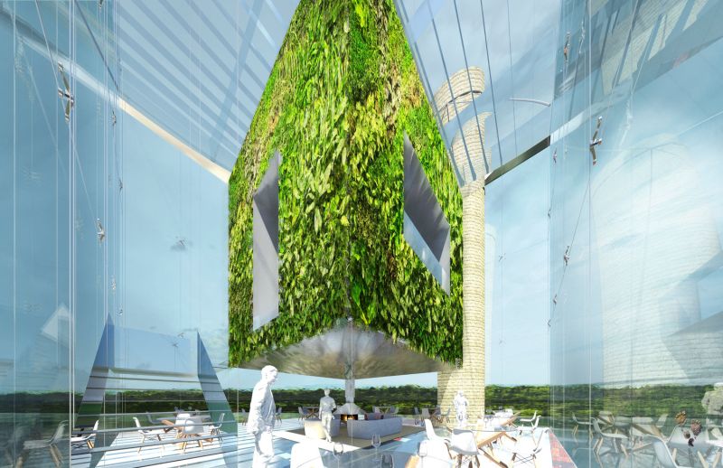 Another glass-cube with green imagery inside