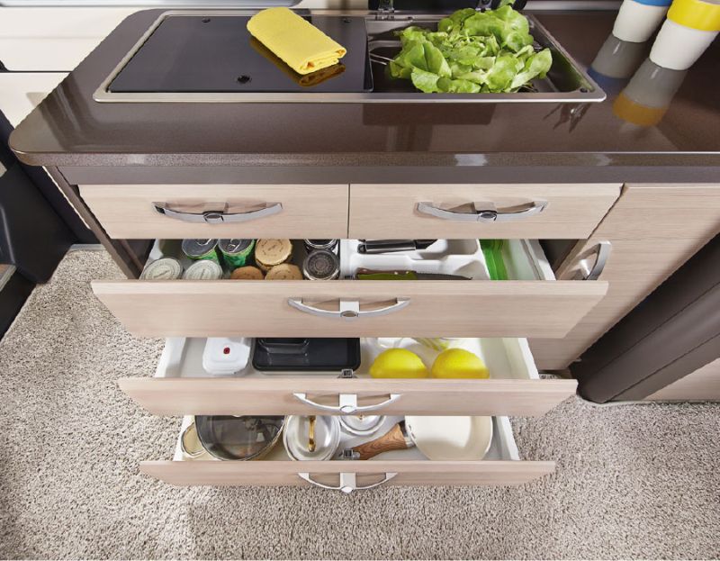 Extendable cabinets keeps everything in reach