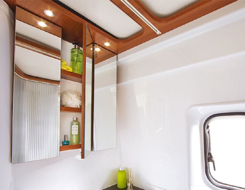 Generous storage facilities in washroom