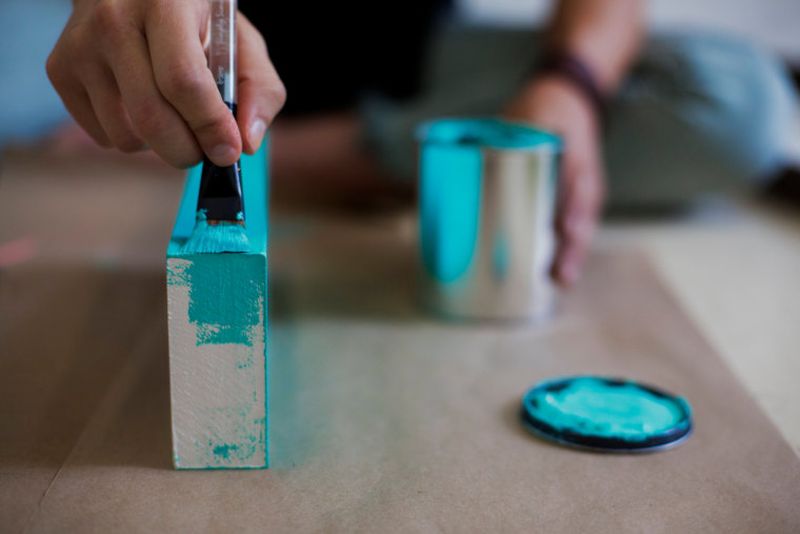 Cut pieces of wood and paint them in your favorite color