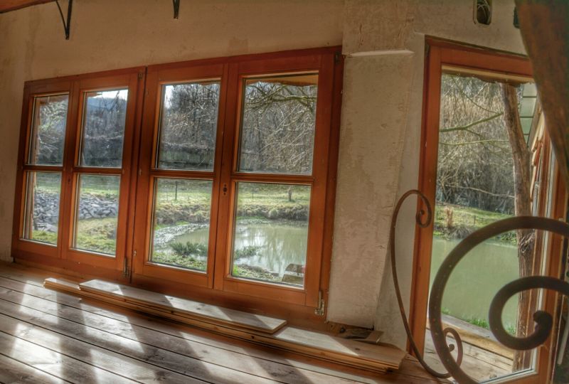Big glass windows get the outdoors in