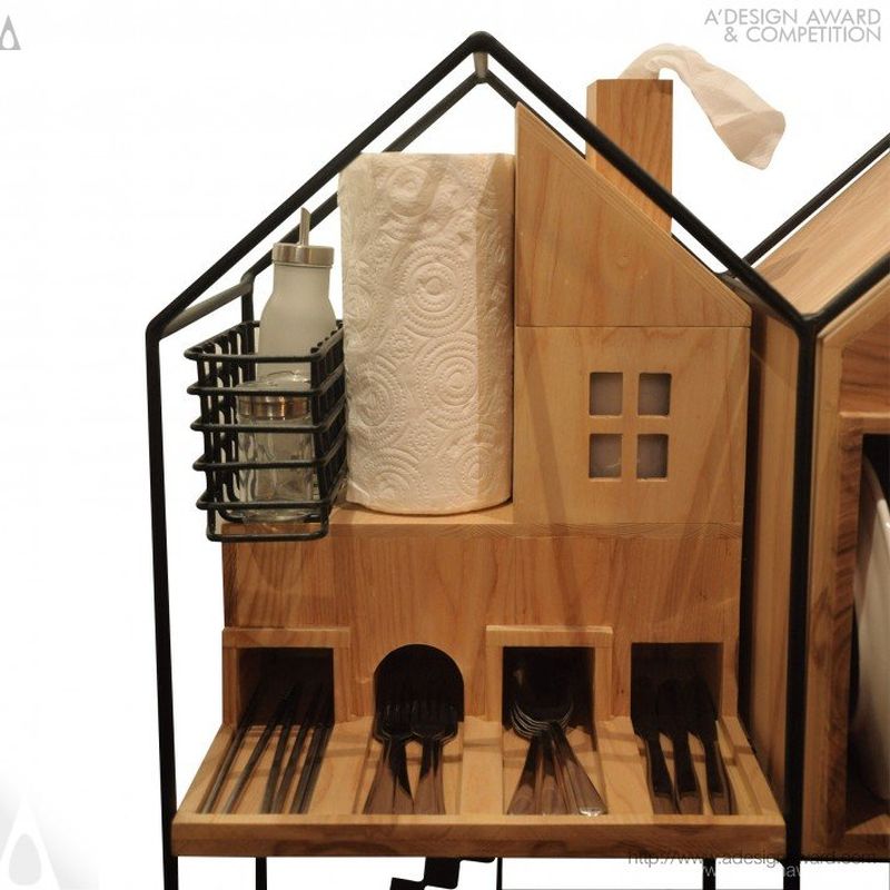 Upper section has four home-shaped volumes