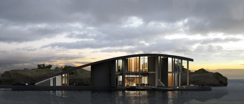 Night view of the floating house