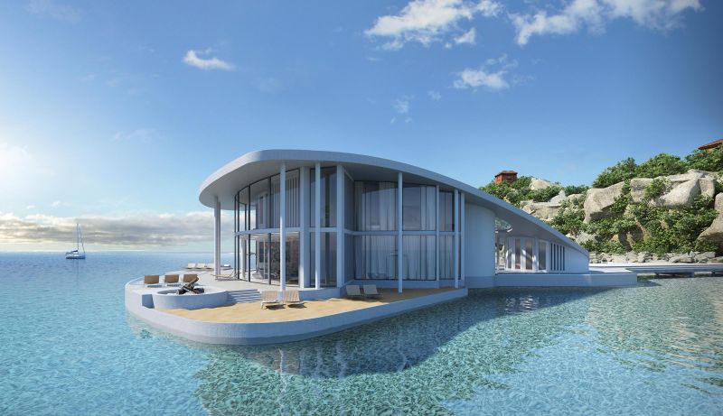 Ground floor serves as main living area and upper floor has three bedrooms
