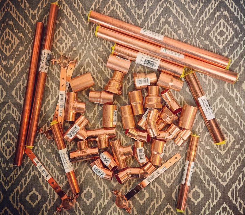 Made of copper pipe, tees, elbows and adapters