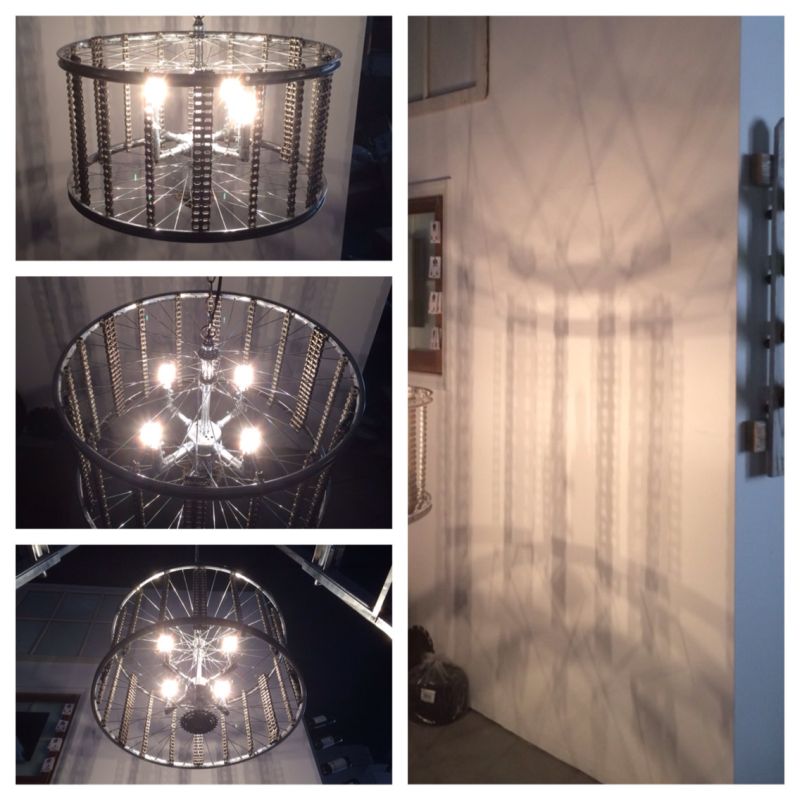 Make a bicycle rim chandelier