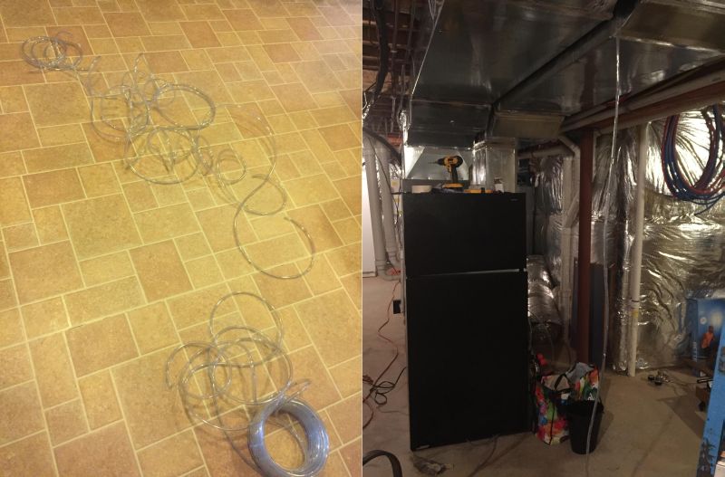 Four pipes four supplying soda, beer and glycol in the system