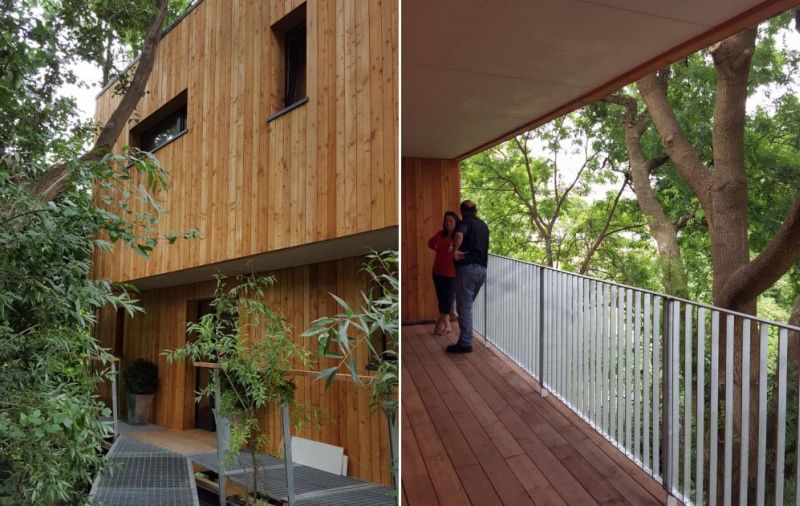 Larch wood cladding in exteriors