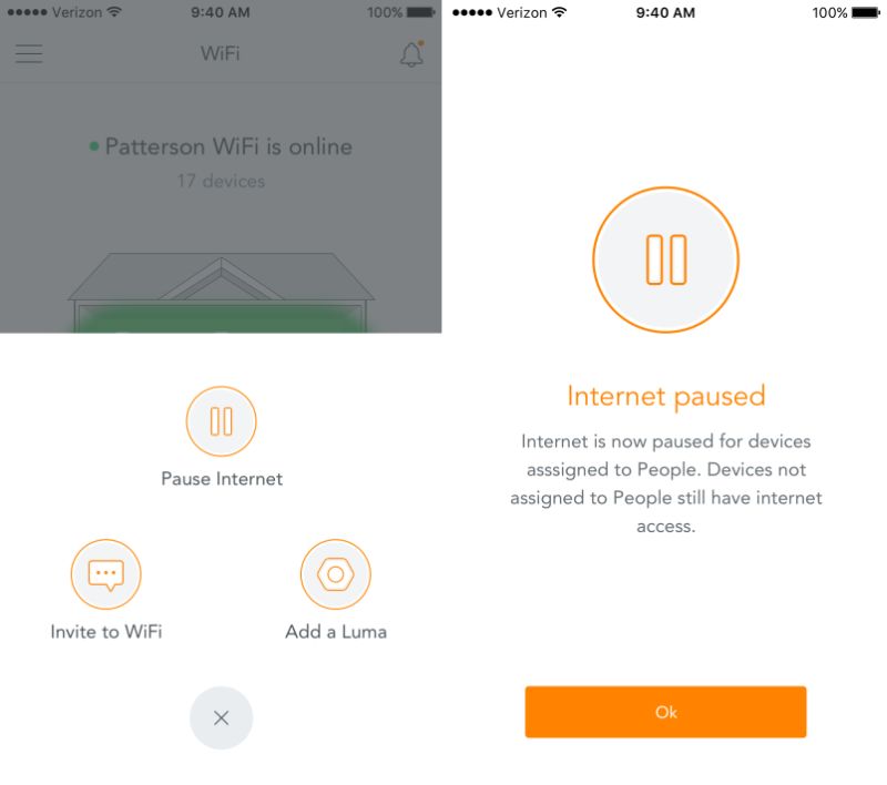 Instantly pause or start home network