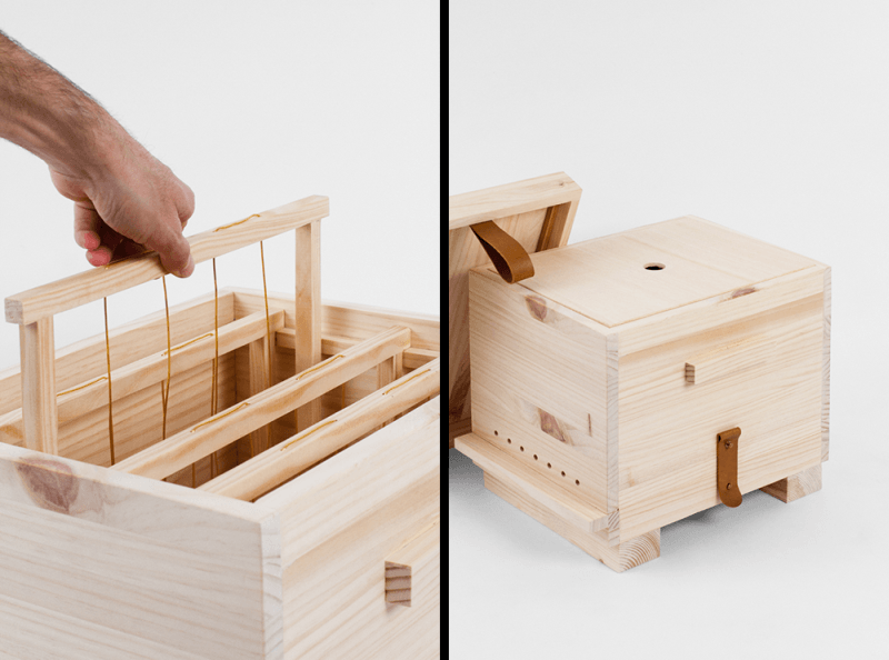 Four bee frames with a slim upper board