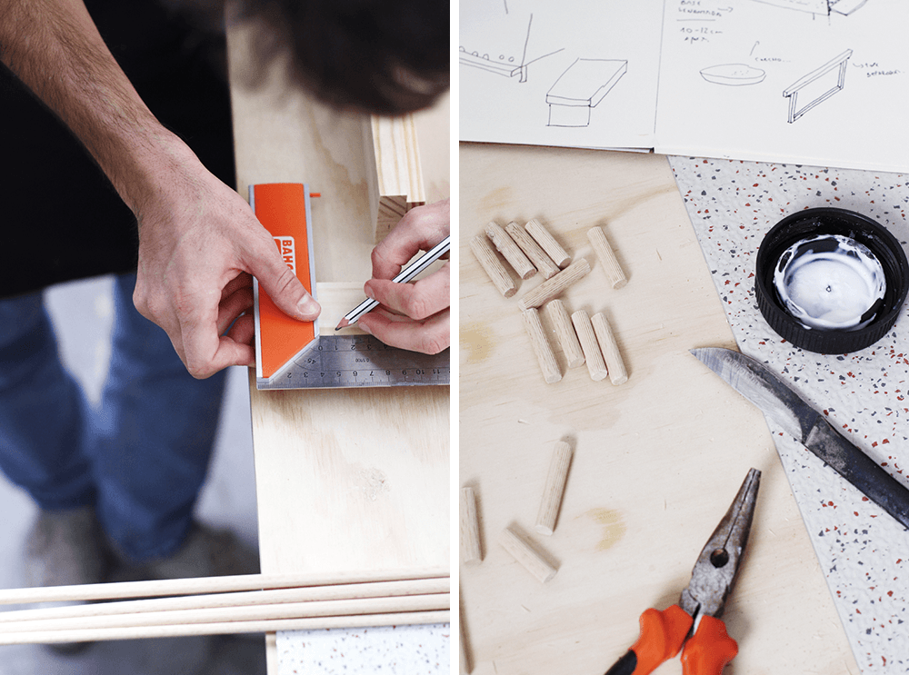 Dowel joints and glue use for attaching wooden boards