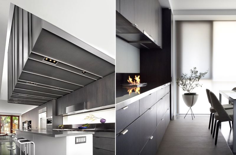 Ceiling above the kitchen displays visual pattern