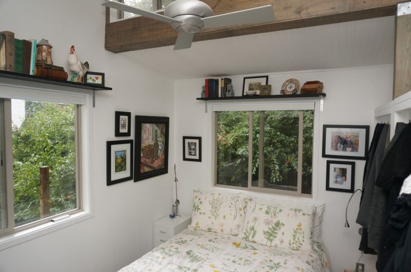 Brimnes bed frame with two built-in slide-out drawers