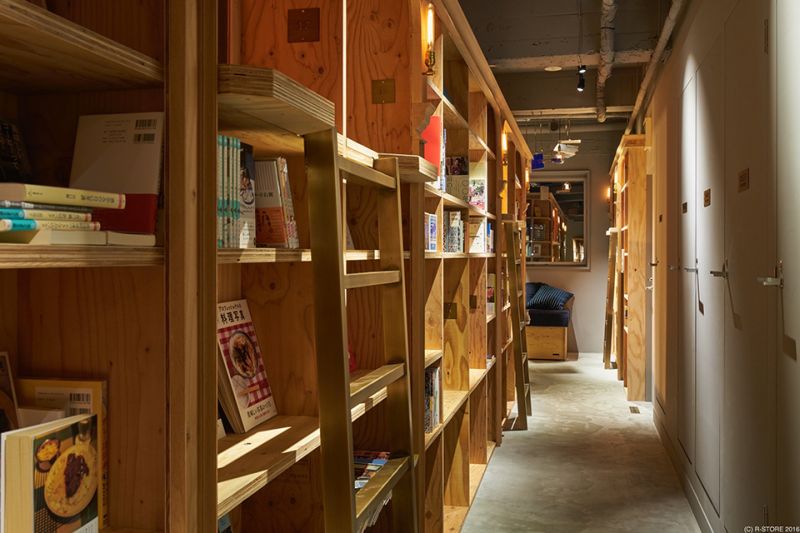 Various staircases to reach high shelves
