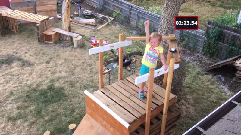 The excitement of kid to finish the race