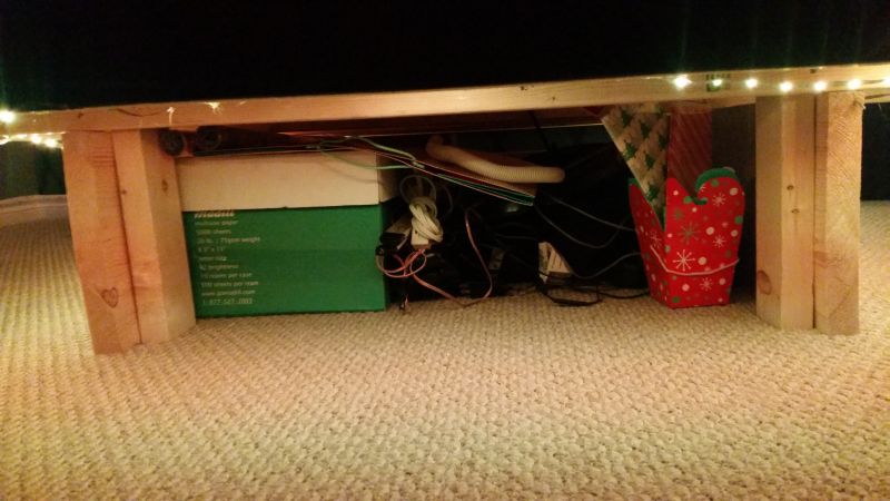 Space under the bed used for storing gear