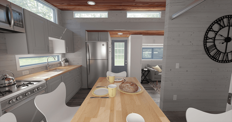 Complete kitchen with separate dining area